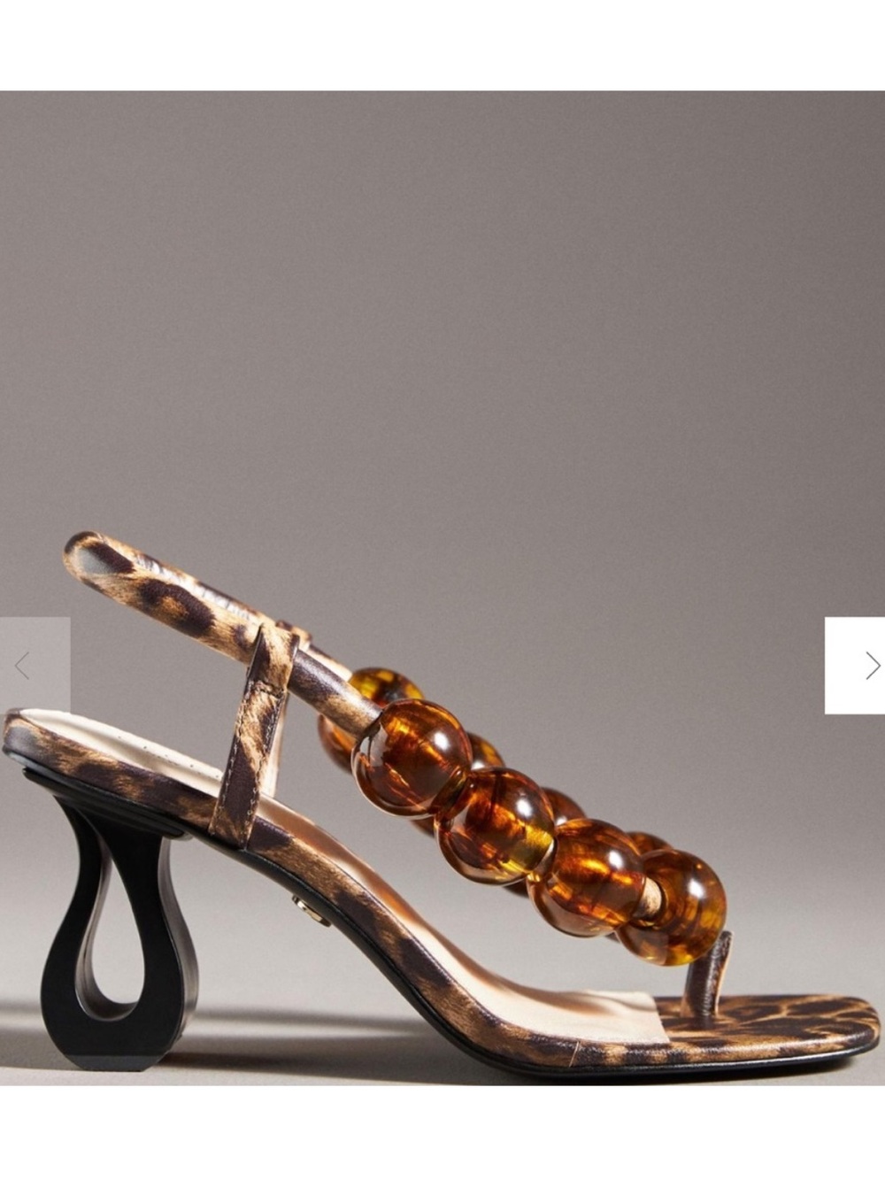 CECELIA NEW YORK Leopard Print T-Strap Sandal with Amber Beads